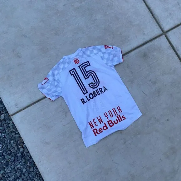 Red Bull New York Adidas Jersey White Red AEROREADY Men’s Medium #15 R. Lobera - Picture 7 of 8
